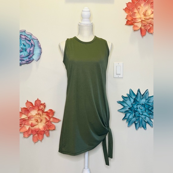 Momentum Dresses & Skirts - Olive 🫒 Green, Racerback, Side-Tie Tunic Dress
